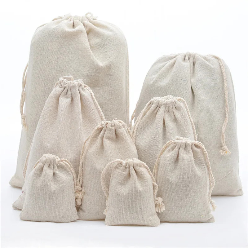 Linen Bag Bulk - 10 Stks/partij Jute Katoen Linnen Tasje