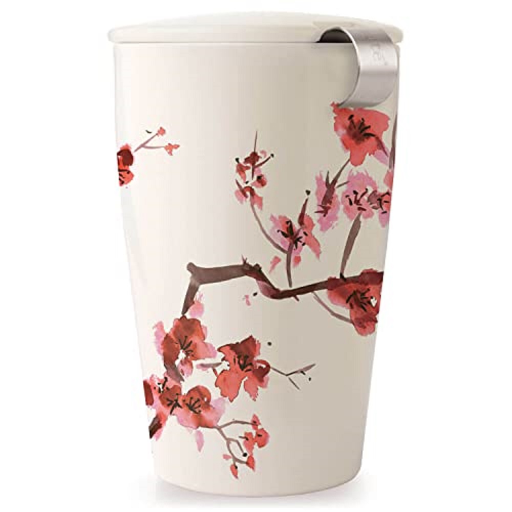 Loose Leaf Tea Infuser - Dubbelwandige keramische Kati-kop, verwijderbare roestvrijstalen infusermand