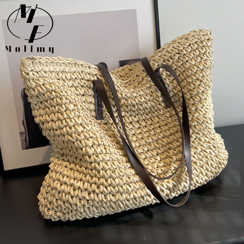 Linen Bag Bulk - Stro Geweven Draagtassen Casual Grote Luxe