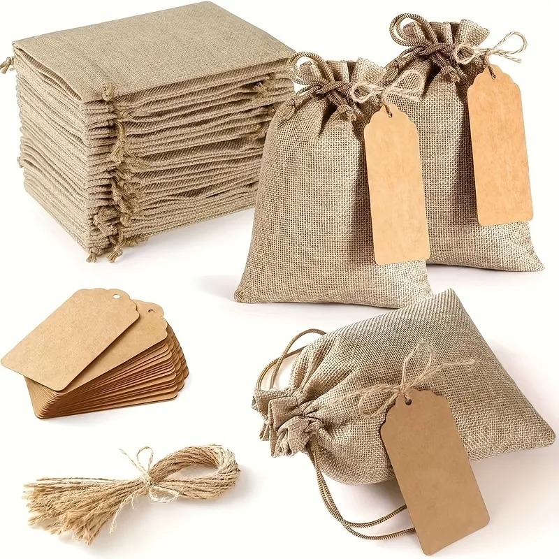 Linen Bag Bulk - 21/51 stuks linnen bundelzakje, herbruikbare bruiloft